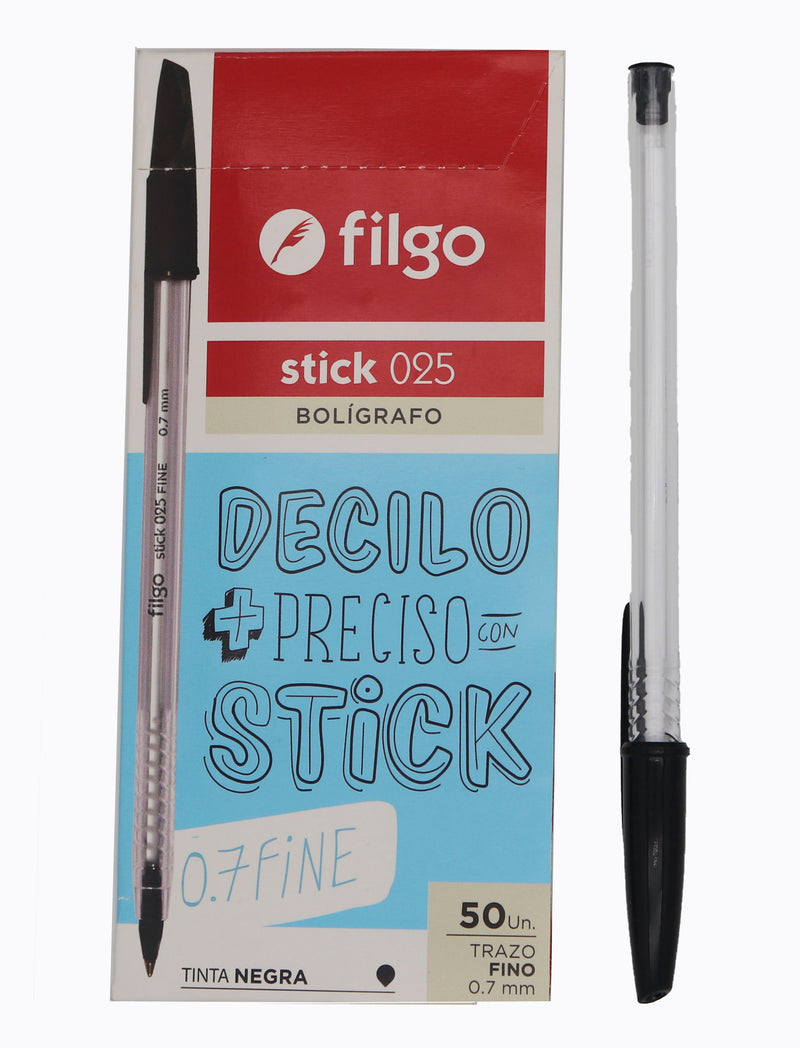 Bolígrafo Stick 025 Fine Negro Filgo