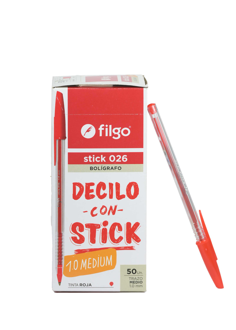 Bolígrafo Stick 026 Medium Rojo Filgo