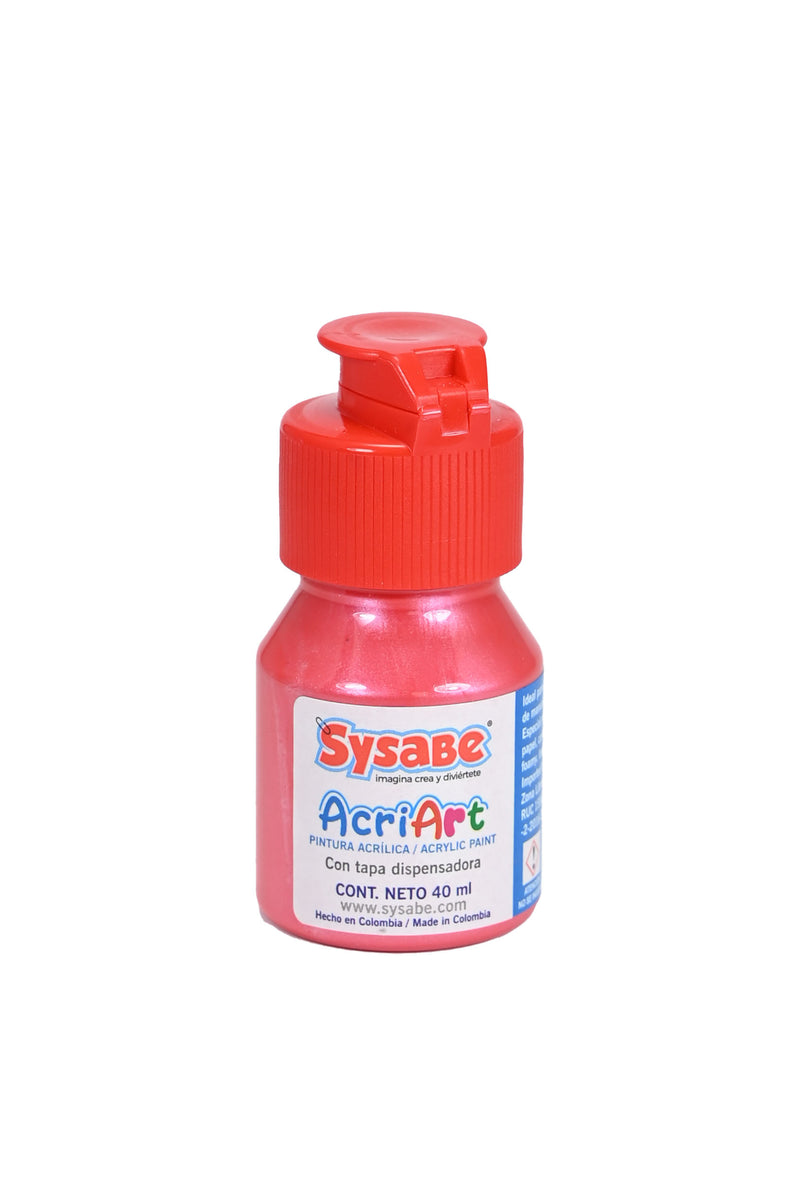 Pintura Acriart 40 Ml Rojo Perlado Neón Sysabe