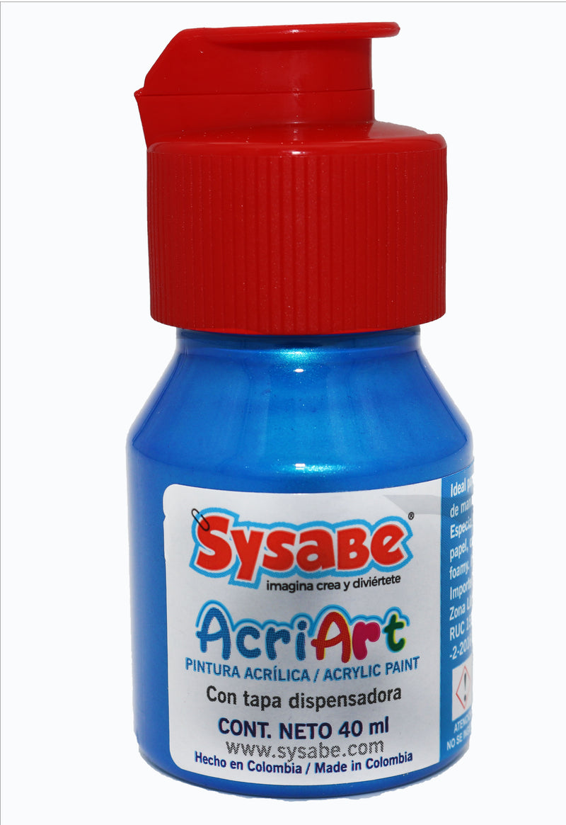 Pintura Acriart 40 Ml Azul Perlado Neón Sysabe