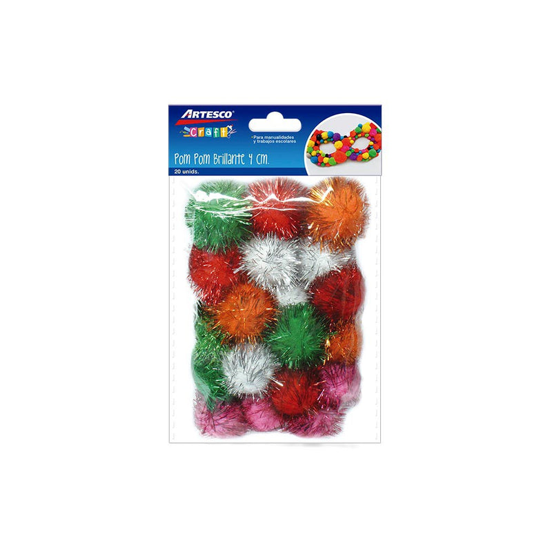 Pom Pom Brillante 4cm 20 Pcs ARTESCO