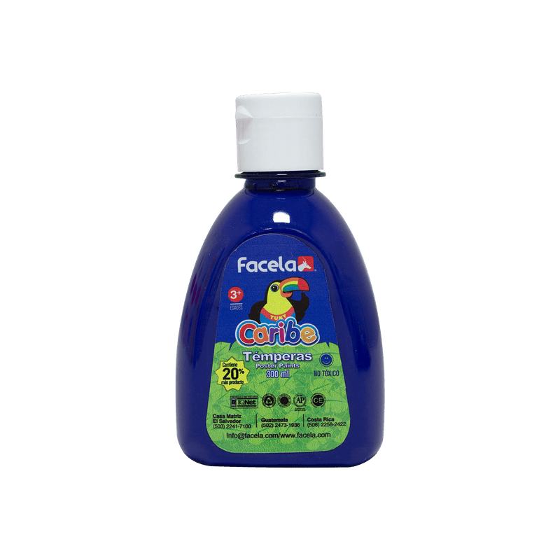 Témpera Lavable Color Azul 300ml Facela