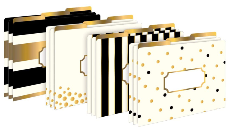 Set de 3 Folders con Diseños Negro y Dorado