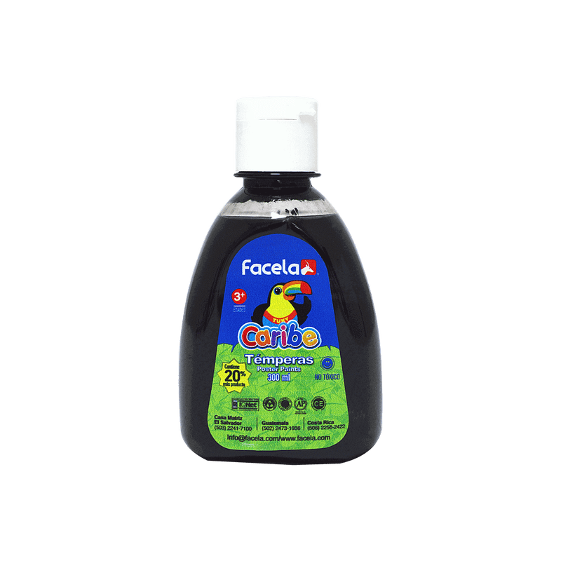 Témpera Lavable Color Negro 300ml Facela