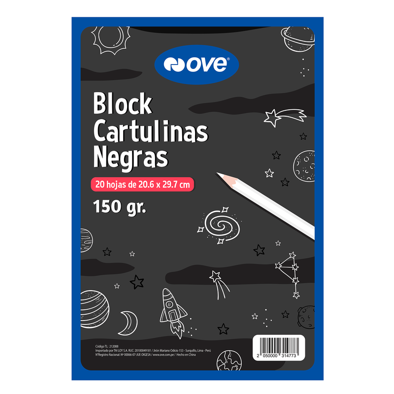 Block Cartul 20H Negra 150G Ove 20.6X29.7Cm