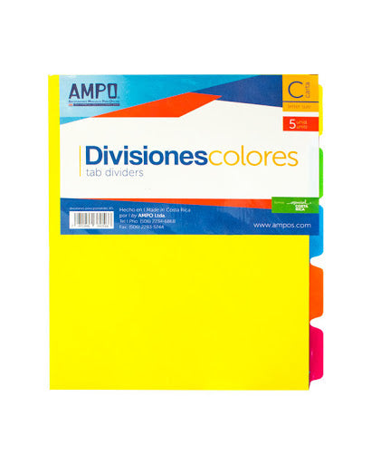 Divisores Para Binder 5 colores