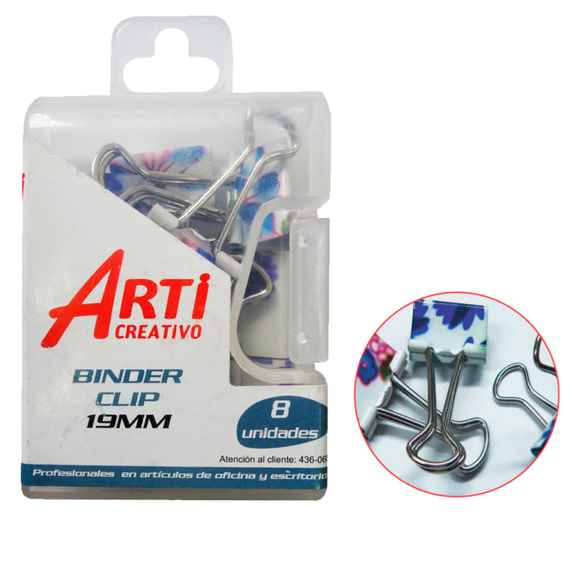 Ac Minipack Binderclip X 8 Pza 19Mm Estampado