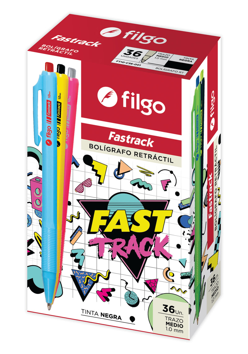 Bolígrafo Retráctil Fastrack 1.0 / Caja 36 Negro