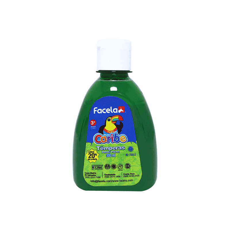 Témpera Lavable Color Verde 300ml Facela