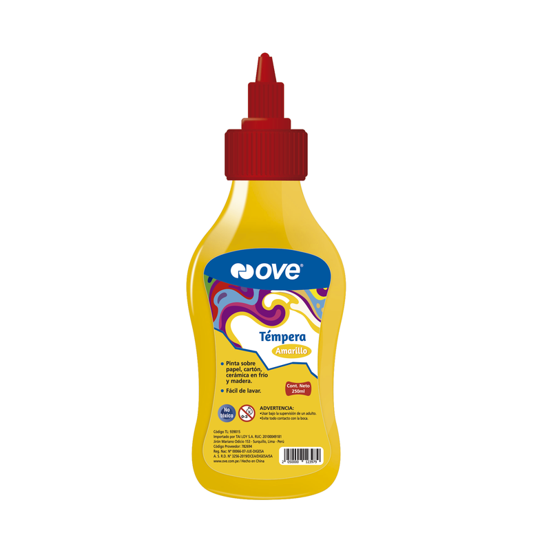 Témpera Amarillo 250ml con Aplicador OVE