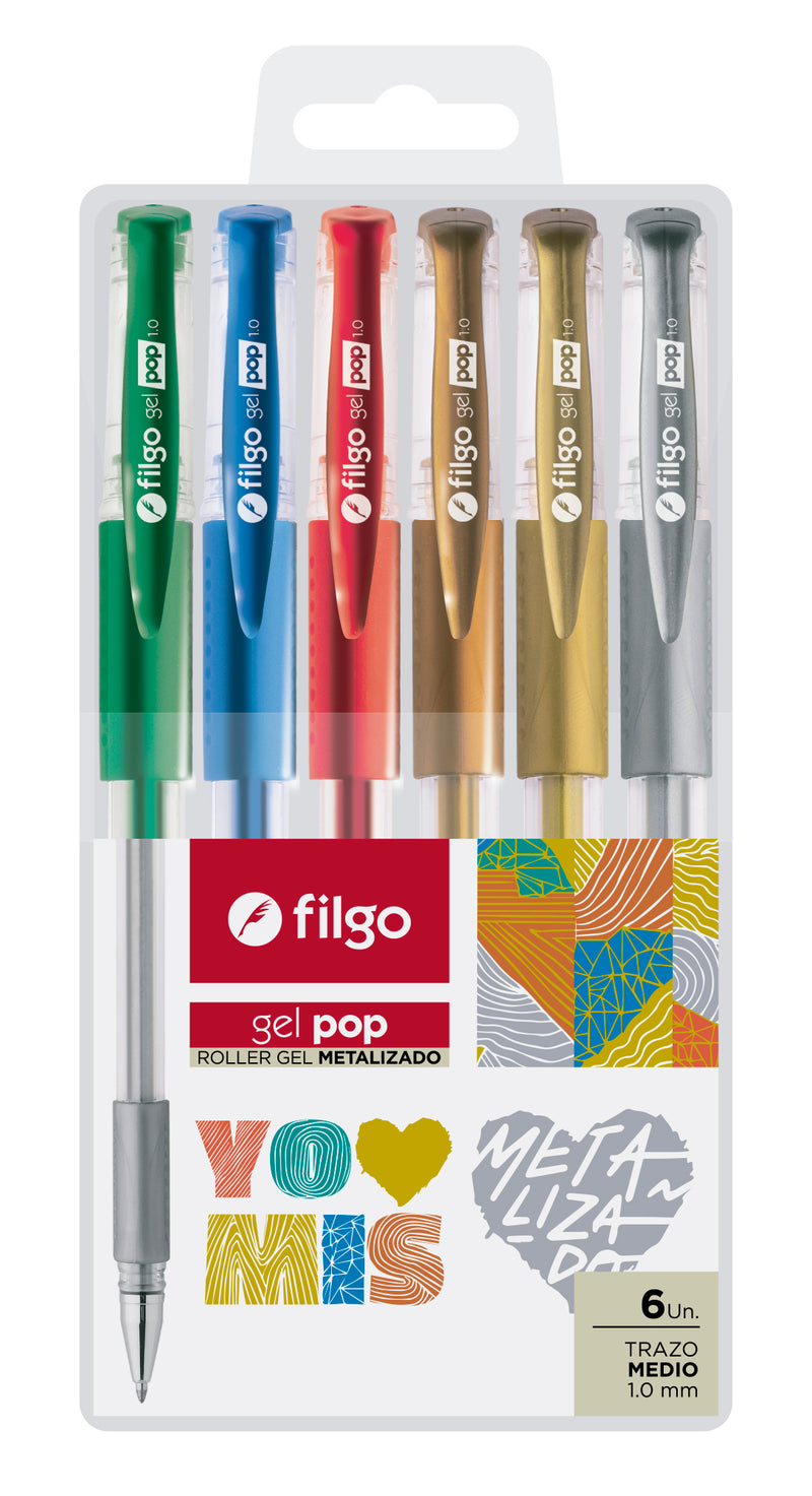 Set Bolígrafo Gel Pop Metalizado 6 un