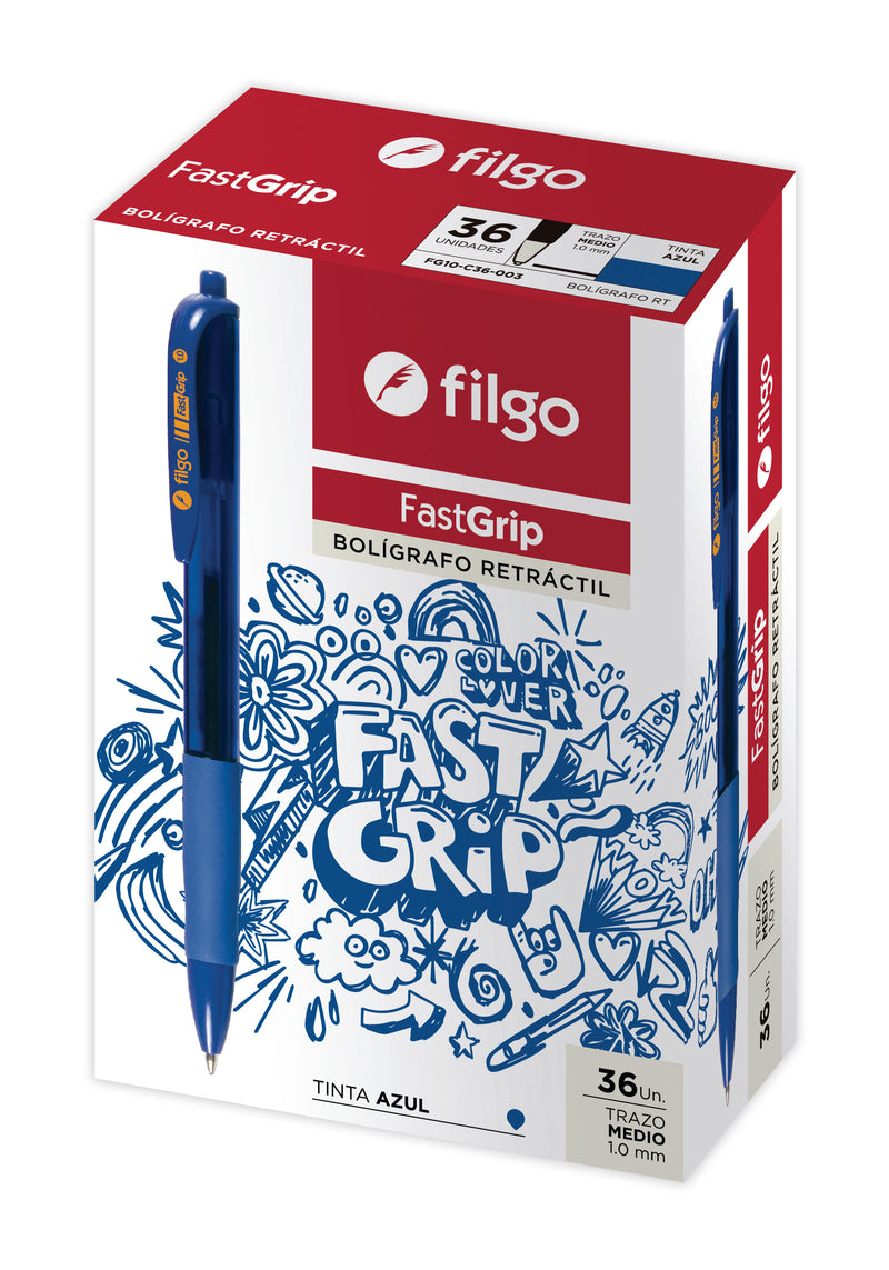 Bolígrafo Retráctil Fastgrip 1.0 / Caja 36 Azul