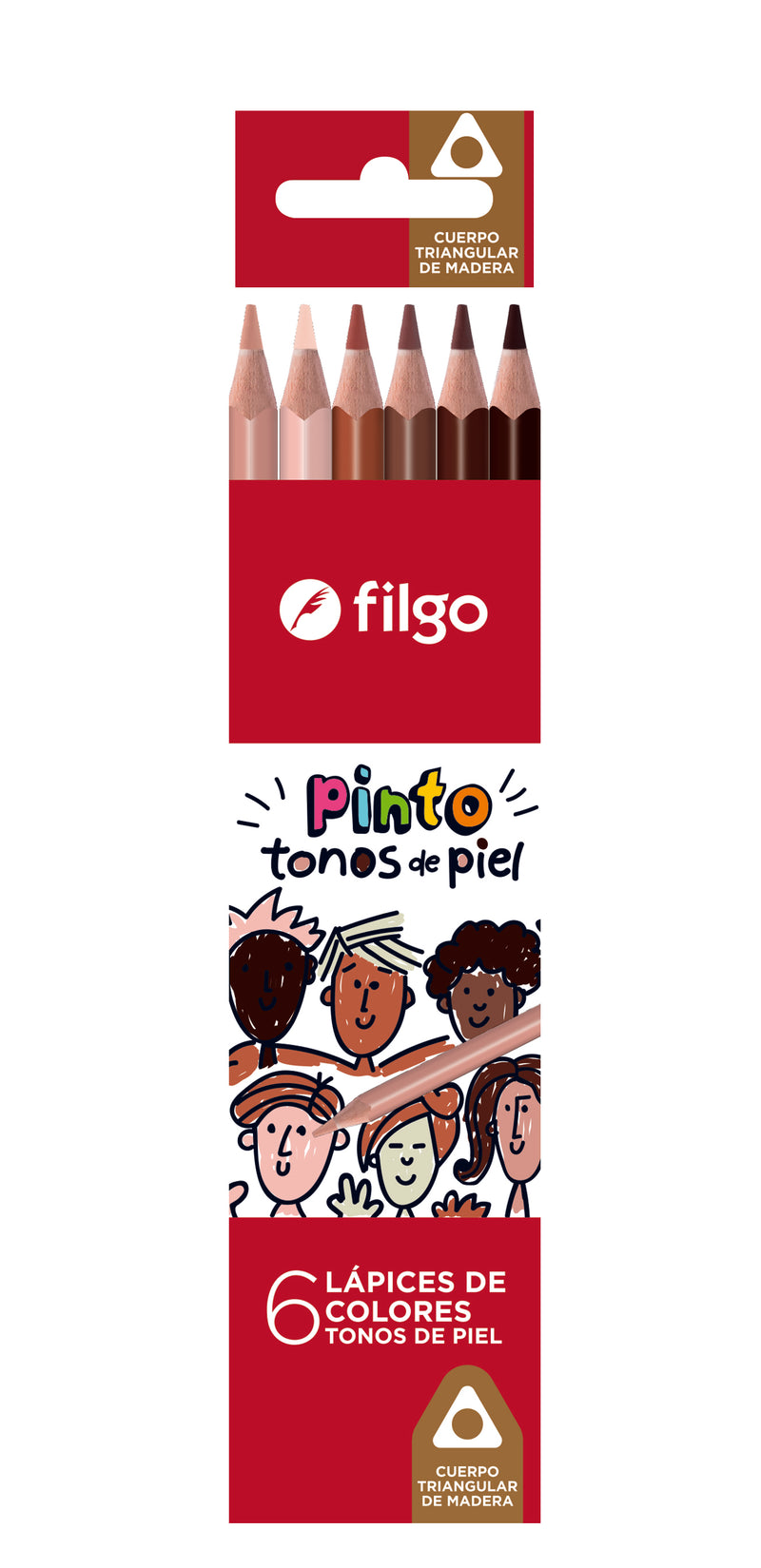 Lápices Colores De Madera Pinto / Estuche 6 Skin Tones