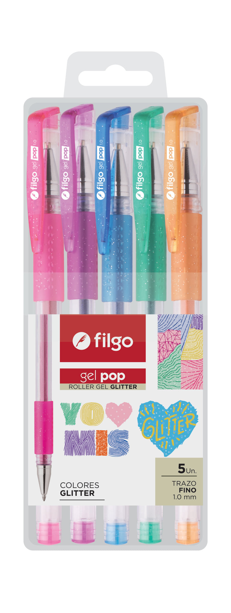 Set Bolígrafo Gel Pop Glitter 5 un