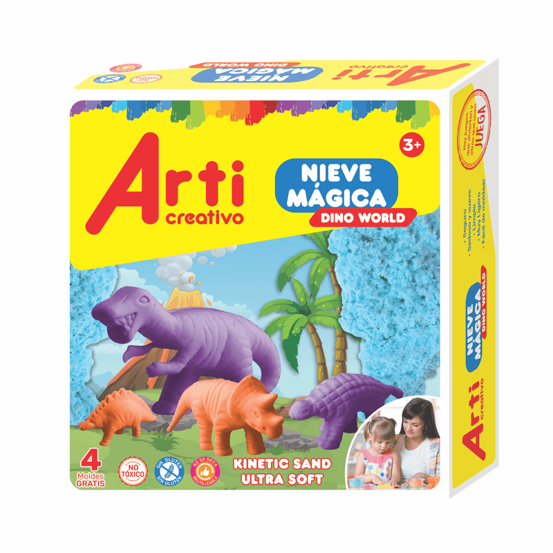 Nieve Mágica con 4 Moldes Dino World Arti