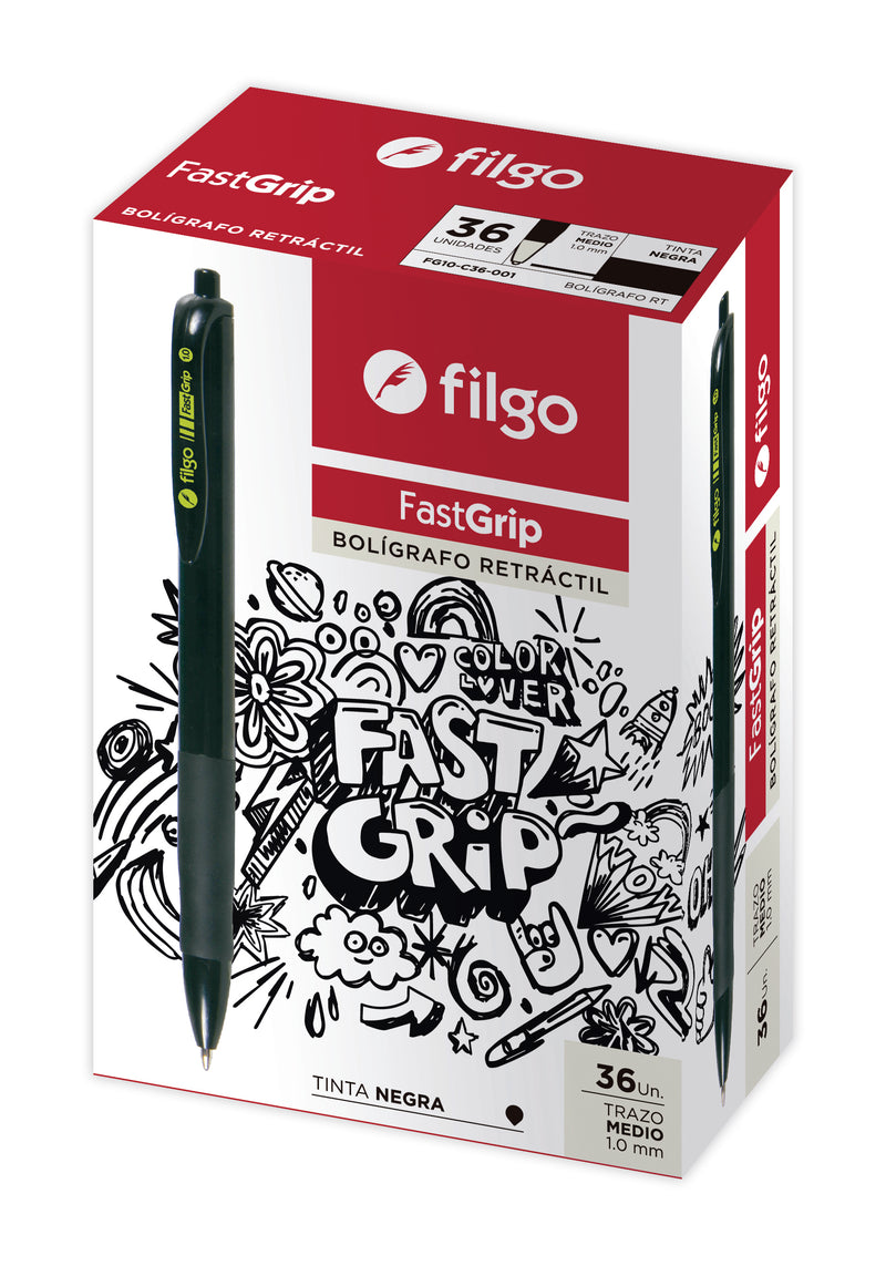 Bolígrafo Retráctil Fastgrip 1.0 / Caja 36 Negro